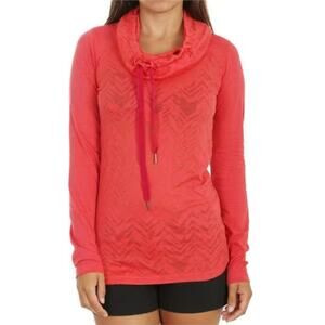 LoLe Semi Sheer Chevron Long Sleeve Athletic Cowl Neck Top